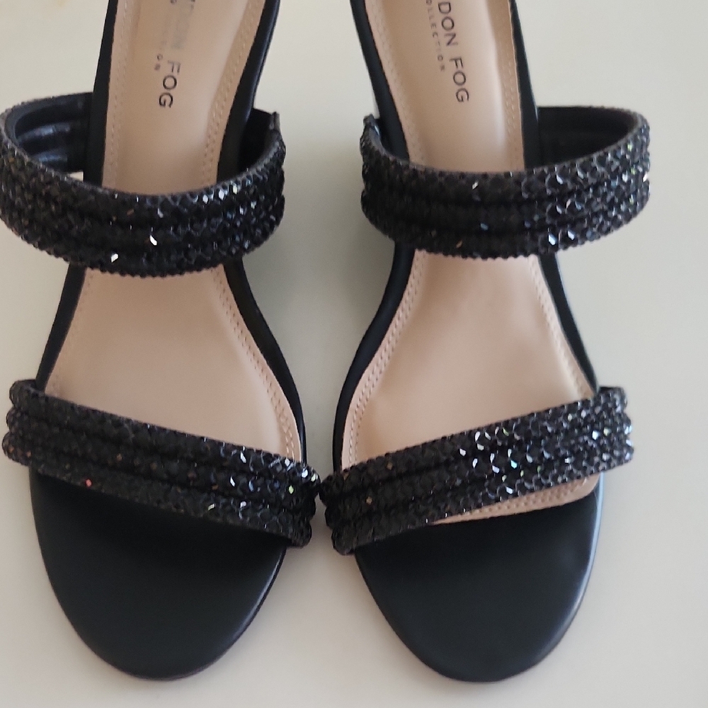 London Fog Black Beaded Women's Sparkly Wedge Sandals. Never Worn. - Picture 6 of 11